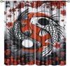 Japanese Anime Samurai Curtains Watercolor Ink Samurai Red Sun Shrine Mount Fuji Blackout Window Treatment Living Room Bedroom