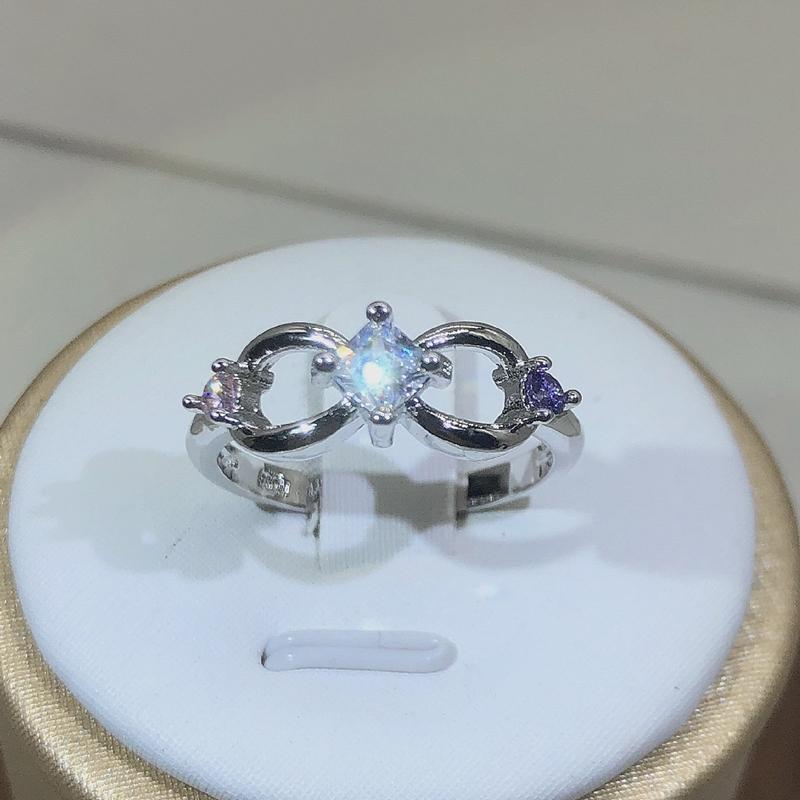 

кольцо из стерлингового серебра с геометрическим цирконом, женское, для вечеринки, на день рождения, ювелирное изделие, двойное круглое кольцо, подарок 10