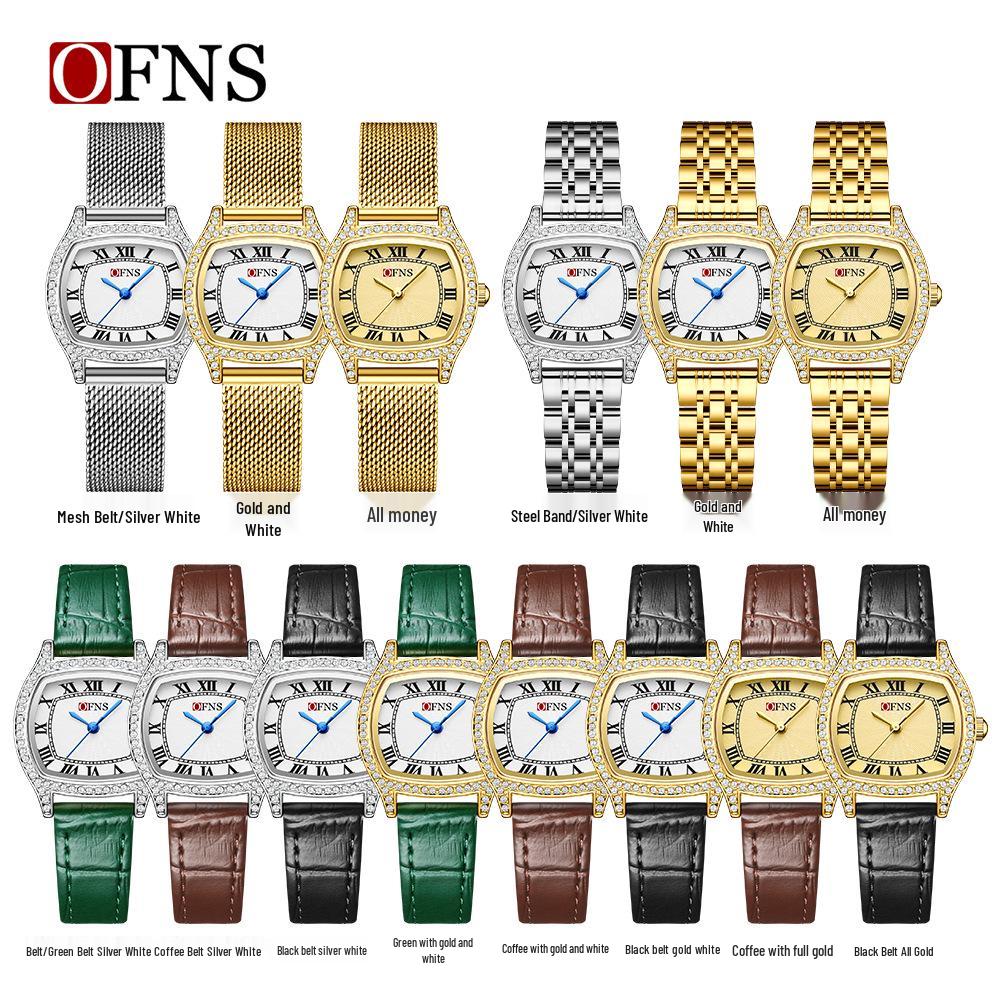 Retro Rhinestone Inlaid Roman Numerals Square Ladies Fashion Watch