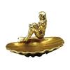 Gold Resin Mermaids Shell Shaped Tray Elegant Jewelry Container Dish Multifunctional Key Bowl for Home Decoration