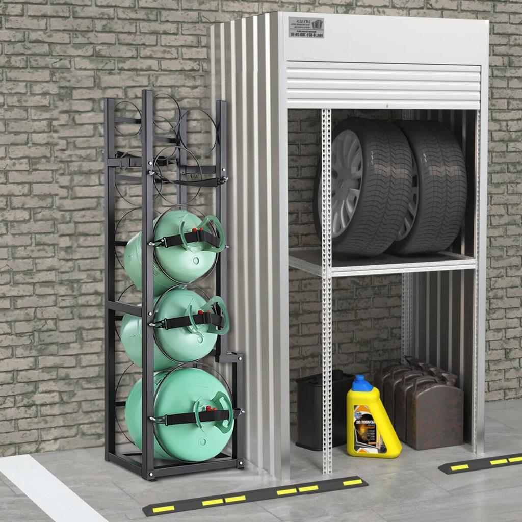 Refrigerant Tank Rack, with 1 x 50lb, 2 x 30lb and Other 3 Small Bottle Tanks, Cylinder Tank Rack 15.55x12.99x49.8 in, Refrigerant Cylinder Rack and