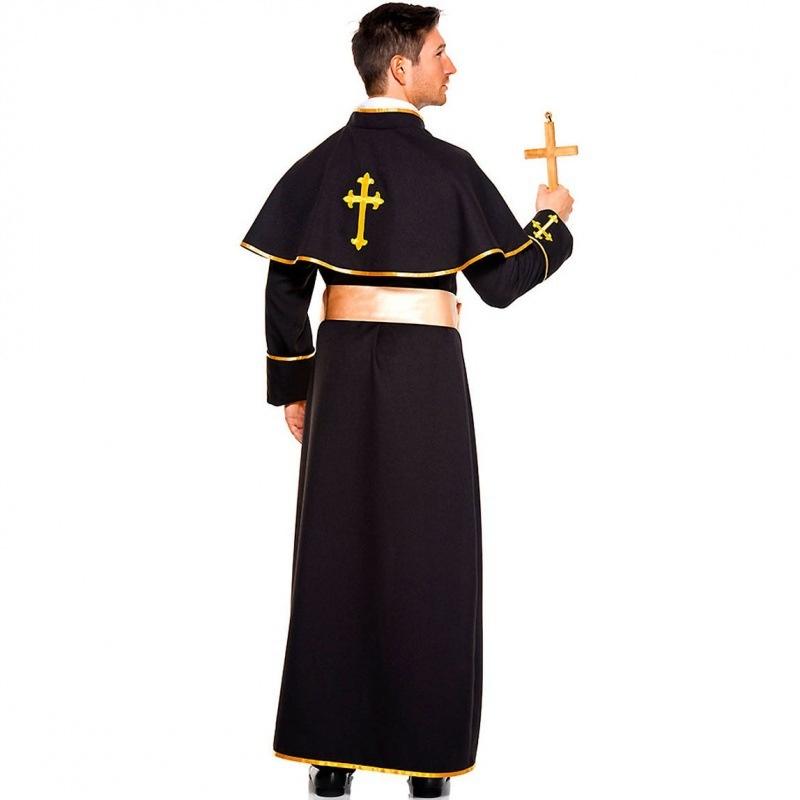 M-xl Stylish Priest Costume For Adults Comfortable Cotton Blend Fabric For Parties