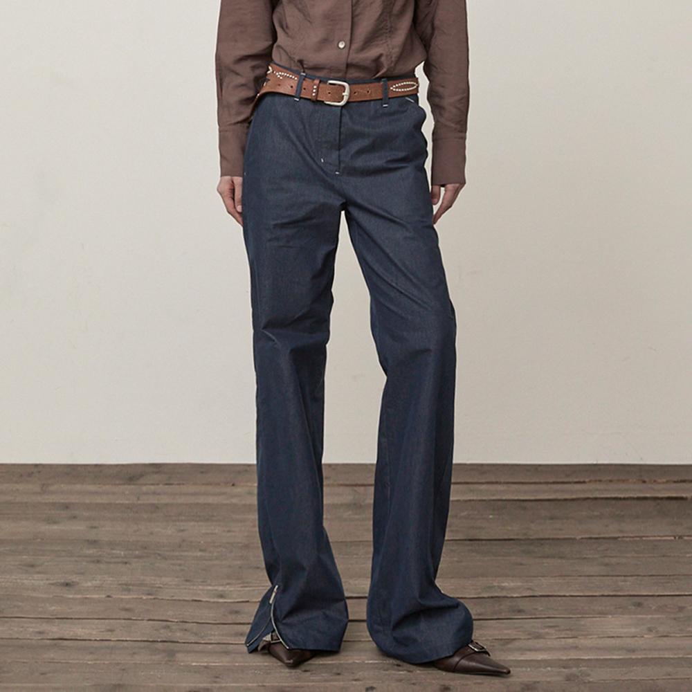 [Matinkim] BACK TUCK DETAIL DENIM LIKE PANTS IN NAVY S