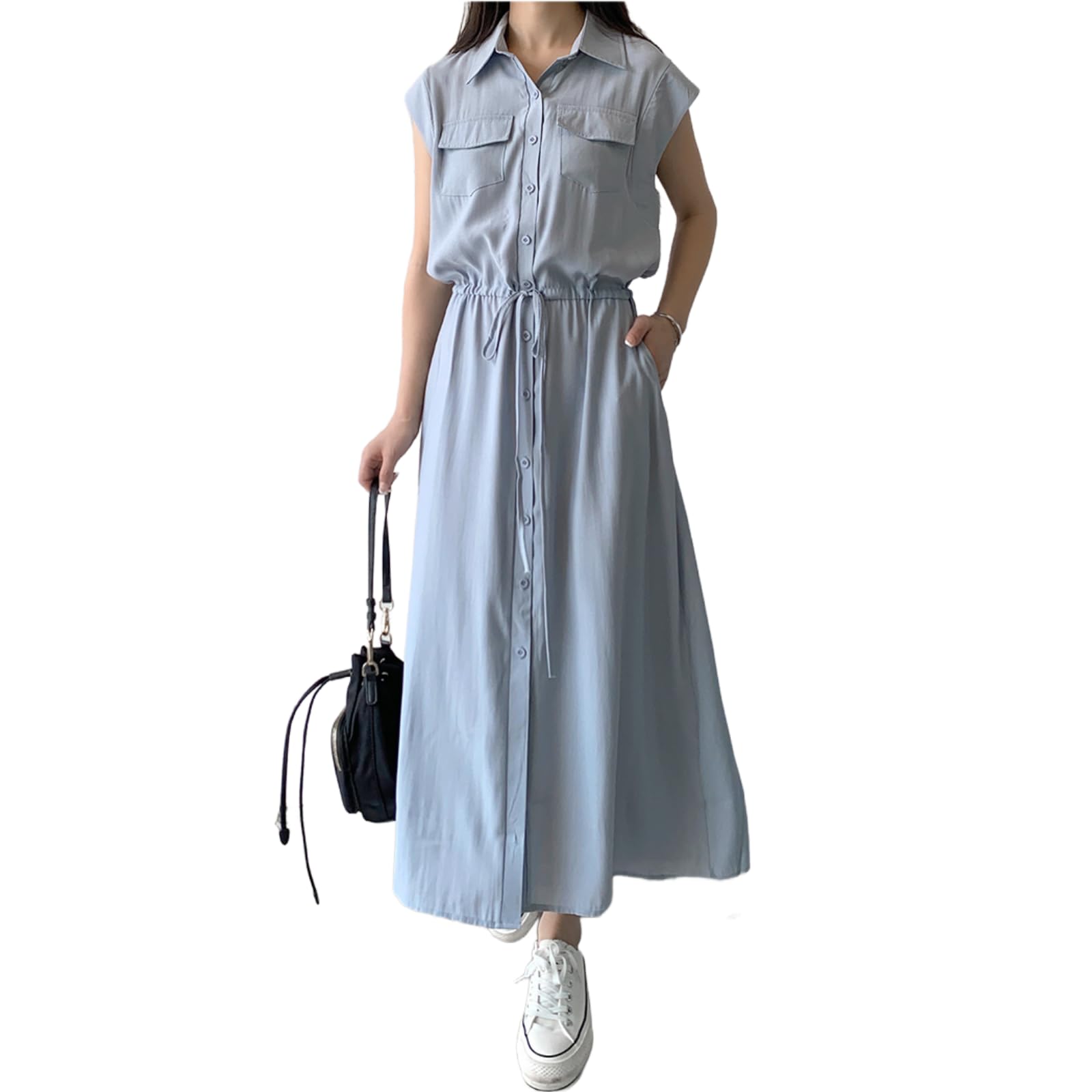 

JINJUDUO Long Shirt Plus Size Summer Maxi Open Short Loose Autumn Women s Dress, Dress, Slimming, Length, Front, Sleeves, Figure-Flattering, Fit,