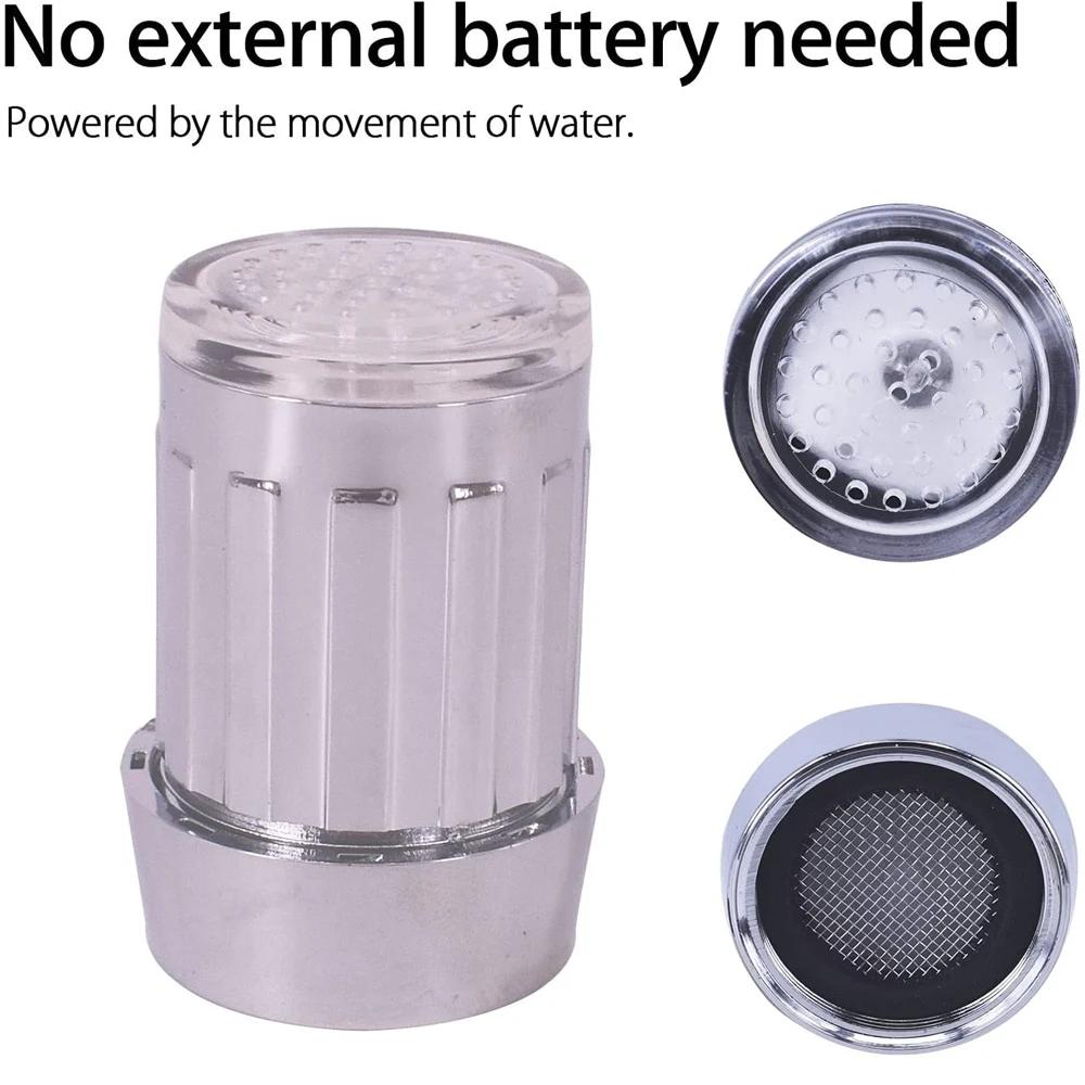 LED Faucet Head Glow Water Saving Stream Light Faucet Aerator Tap Nozzle for Kitchen Bathroom 7-Color Change Automatically