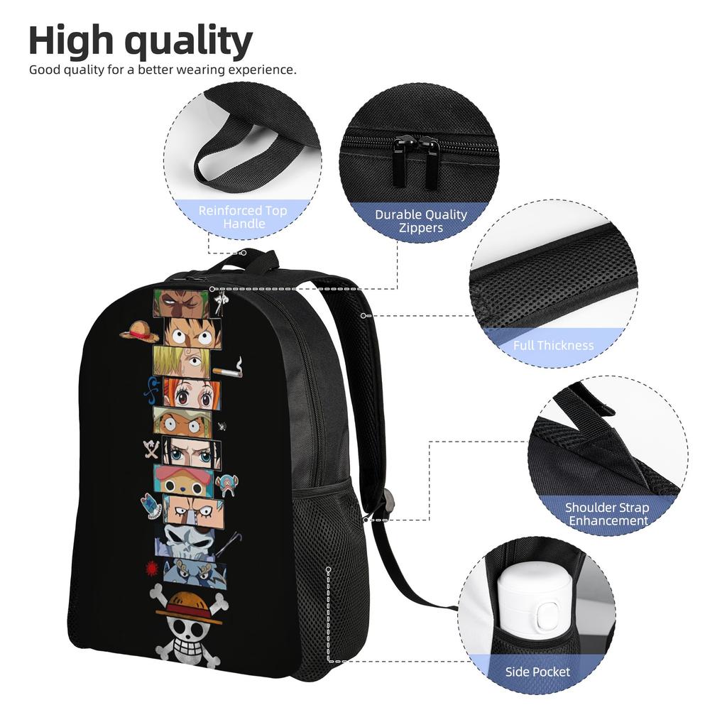 One Piece  Backpack for Men Women Cool Student Business Daypack The Straw Hat Crew Laptop Shoulder Bag Durable