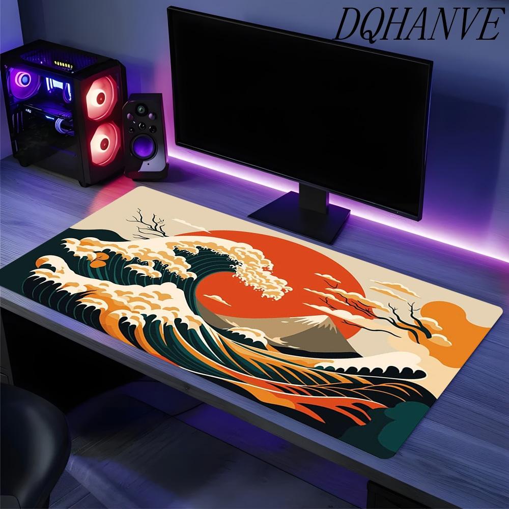 Gaming Mouse Pad Japanese Wave Mouse Pad Extended XXL Mousepad Anti-Slip Base Cool Large Esports Mouse Pad Desk mat for office