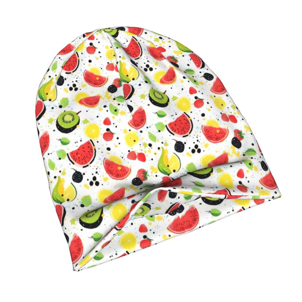 2D Flat Printing Seamless Tropical Fruit And Berry Pattern Daily Style Knit Hat for Adults Perfect for Weekend Errands Quick Meetups Or Everyday City