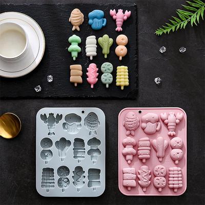 2PCS Silicone Baking Molds for Chocolate Barbecue Mini Cakes Jelly Candy Candles Soap Reusable Non-Stick Kitchen Tools