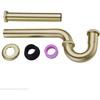 Brass P Trap, 1 1/4 Bathroom Basin Sink Waste Trap Drain Kit with Flange and Slip Joint Extension Tube Drain Tailpiece, Adjustable Height, Brushed