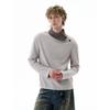 Kisko American-Style High-Fashion Textured Long-Sleeve T-Shirt with Diagonal Placket, Unisex Cleanfit Casual Base Shirt Trendy