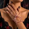 Creative Rice Beads Exaggerated Black Spider Rings Link Bracelets for Women Men Punk Hiphop Halloween Bracelets Jewelry Gift