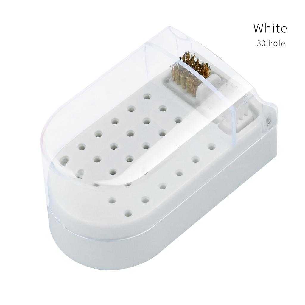 2 in 1 Nagelbohrerhalter Nagelbohrer Reinigungsbürste Etui 30 Löcher Staubdicht Nail Art Bohrer Ständer Display