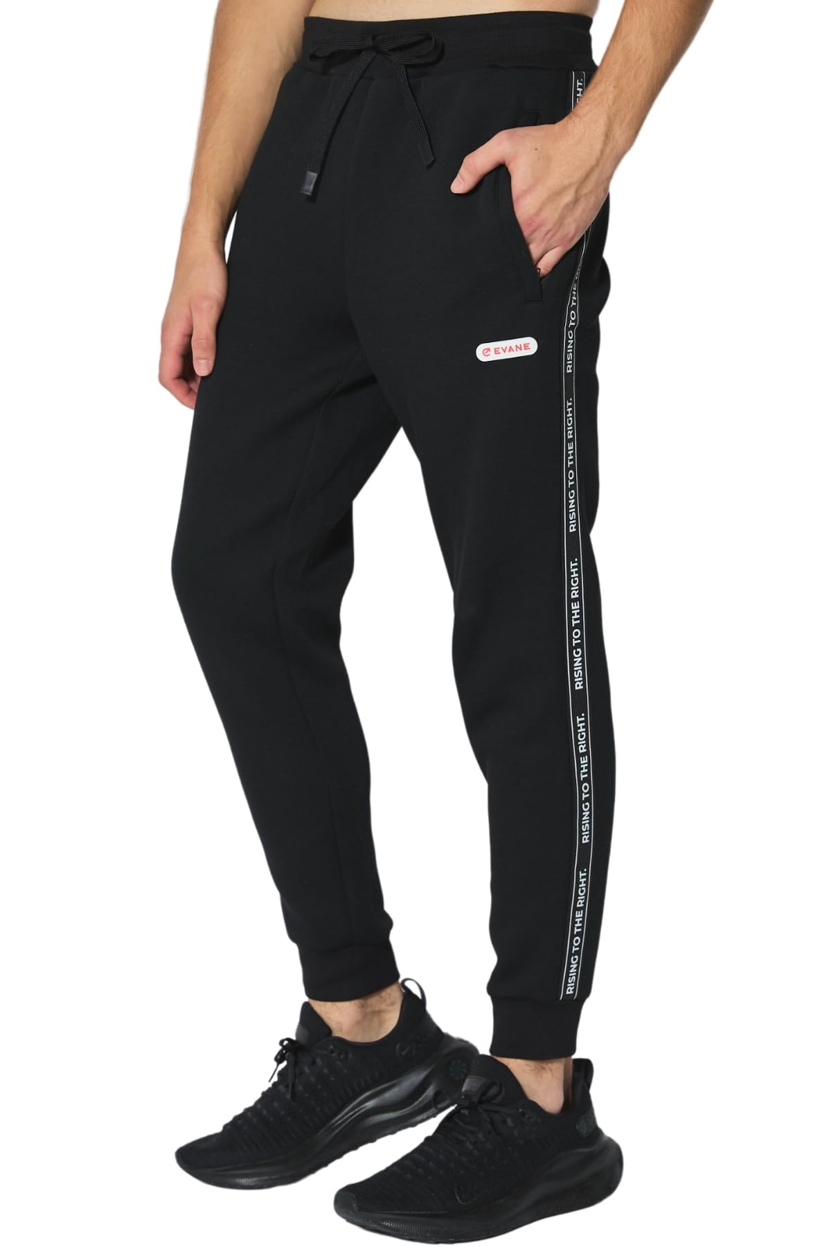 

EVANE Cotton Blend Stretch Tape Jogger Pants (M, Black)