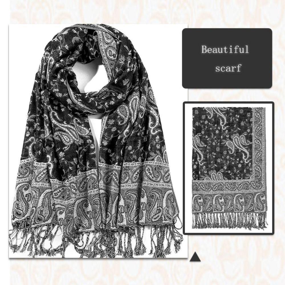 Printed Tassel Blanket Shawl Pashmina Cashmere Shawl Vintage Headscarf  Women