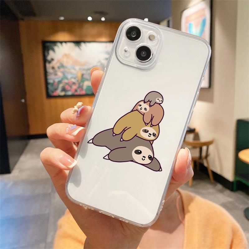 For iPhone 15 16 14 13 12 mini 11 Pro Max XS X XR SE 7 8 Plus Silicone Clear Cover Couple Style Cartoon Luxury Phone Case