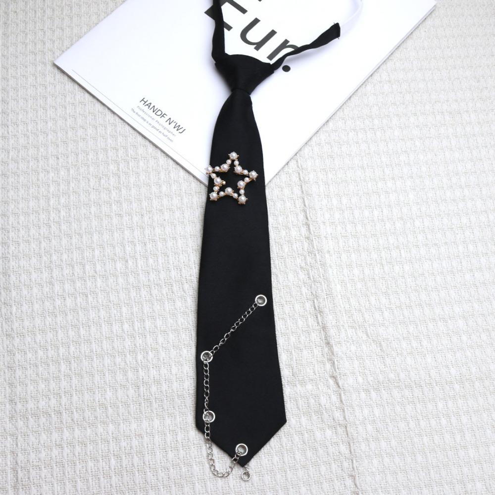 Pre-tied JK Neck Tie Punk Bowtie Fashion Star Chain Necktie School Uniform чёрный