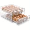 2 Layer Stackable Egg Storage Container Clear Drawer Type Refrigerator Egg Holder with Capacity 60 Eggs Organizer