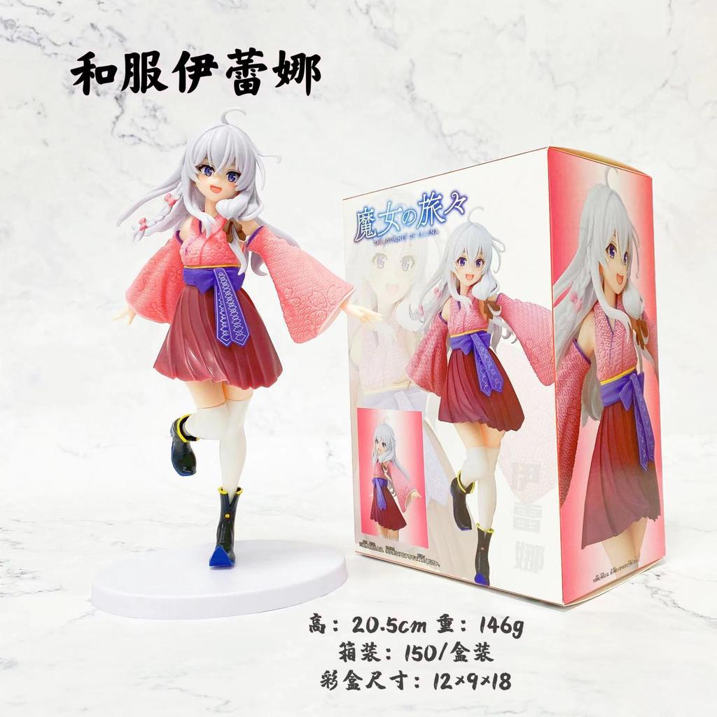 Anime Wandering Witch: The Journey Elaina Different Color Figure Cute Standing On One Foot Kimono Knee Socks Model Toys Gifts