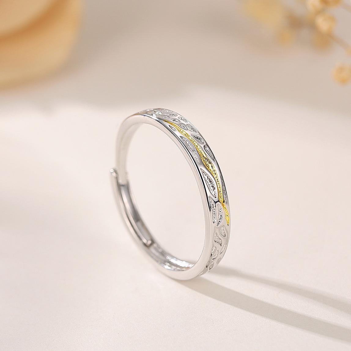 

High-End Tyndall Effect Pure Silver 999 Couple Rings – Niche Design for a Luxurious Wedding Style Adjustable