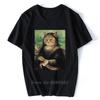 Da Vinci Famous Mona Lisa Cat Funny T Shirt Men Summer New White Casual Homme Cool Hipster Tshirt Tees Harajuku