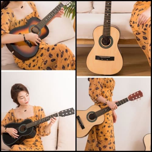 Ghbunuz Classical Guitar, 30-inch Children's Folk Acoustic Guitar, Natural Wood, 6-String, Gift for Boys and Girls, Especially for Beginners (Blue)