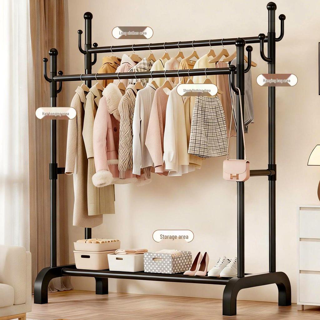 Multifunctional Floor-Standing Coat Rack and Clothes Dryer for Indoor Storage