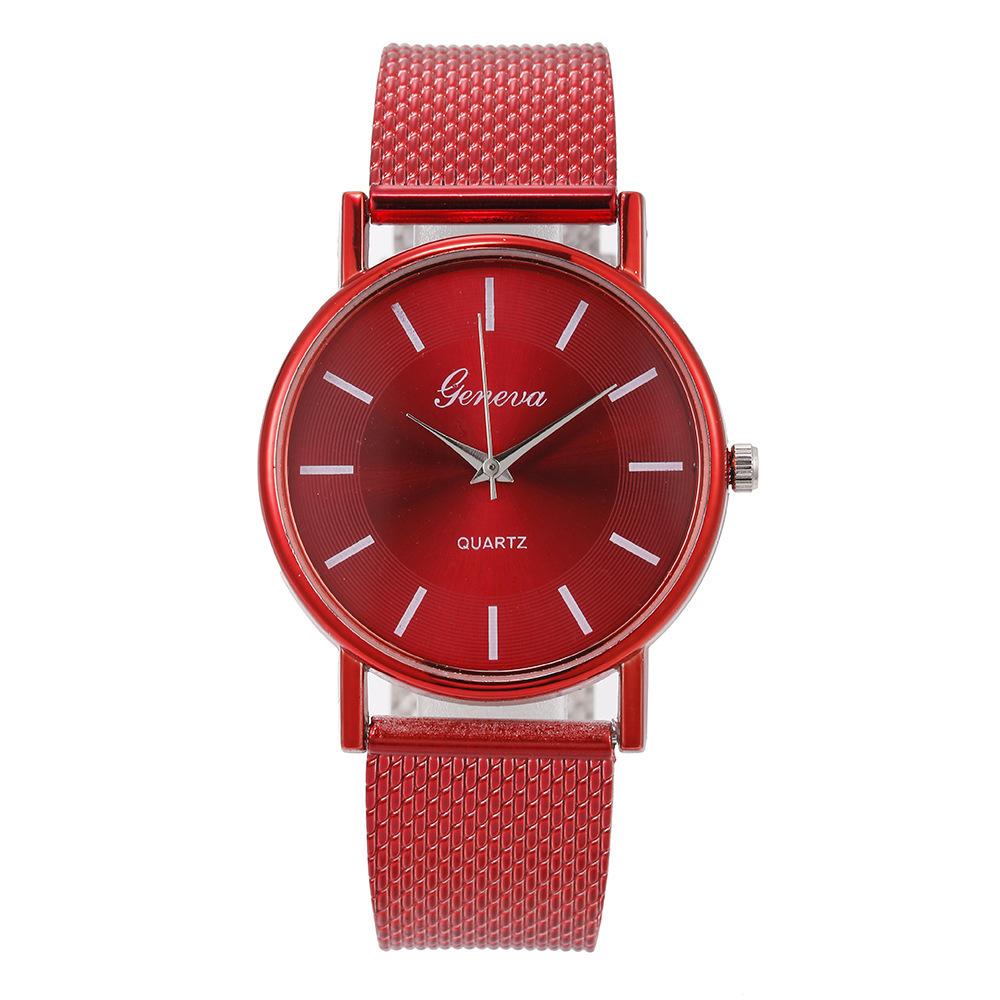 

Couple Watch, Unisex Gender Watch, Women S Student Fashion Mesh Belt Quartz Watch красный