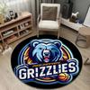 Round Area Rug Memphis Grizzlies Bear Logo Blue Basketball Sports Fan Bedroom Decor