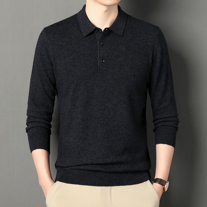 Autumn And Winter 100 Wool Men'S Casual Pure Wool Bottoming Shirt Middle-Aged And Young People Thickened Warm Wool Sweater