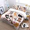 Cute Cartoon Cats Pattern Set Bedding Duvet Cover Set Duvet Cover Pillowcases  (1*Duvet Cover 2*Pillowcases, Without Duvet Insert)
