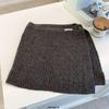 Koreanischer Strickrock mit Knöpfen: Warmer Herbst-Winter-Halbrock für Damen