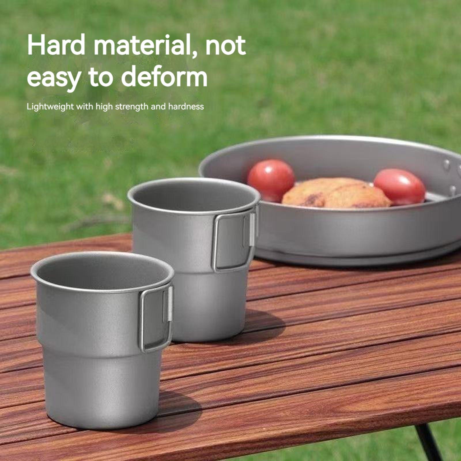 Titanium Coffee Mug Lightweight Titanium Cup with Foldable Handle Camping Mug for Backpacking Hiking & Open Fire Use China Mainland
