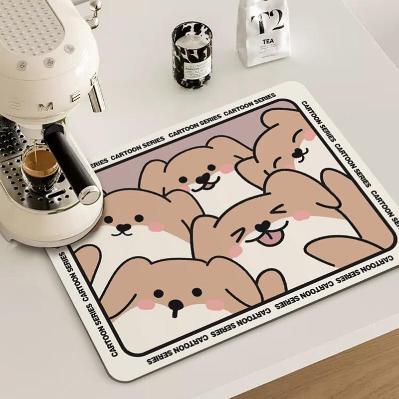 Corgi Cartoon Diatomaceous Earth Absorbent Mat Set