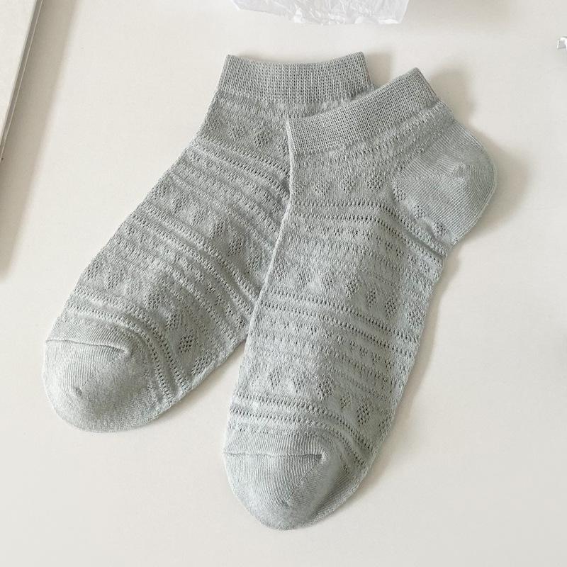 5/10 Pairs Casual Spring Summer Women's Boat Socks with Subtle Floral Mesh Lace Up Low Cut Short Socks Breathable and Sweat Absorbing Invisible Socks