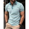 Men's Stripe 3D Printed Short Sleeve Polo Shirt Casual Breathable Basic Top Summer Loose Quick Dry Button Golf Sport Man Clothes