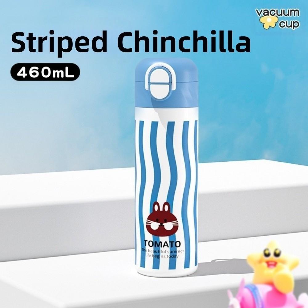 460ml Cartoon Insulation Cup With Straw Thermos Water Bottle Portable Vacuum Flask  Children