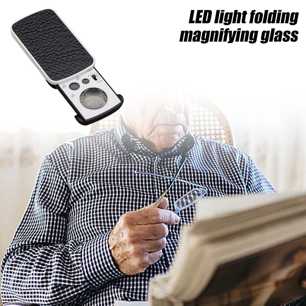 High Magnification Foldable LED Magnifier 30X 60X 90X Optical Acrylic Magnifying Lens For Precisions Inspection