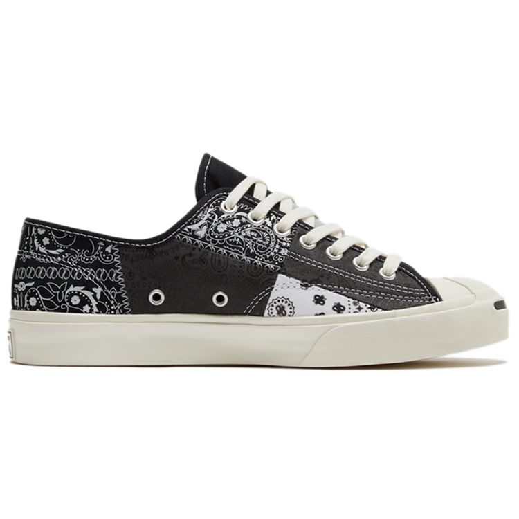 Converse Jack Purcell Gold Standard Open Smile Cashew Flower Comfortable Versatile Low Top Canvas Shoes Unisex Sneakers Black White Gray 171724C