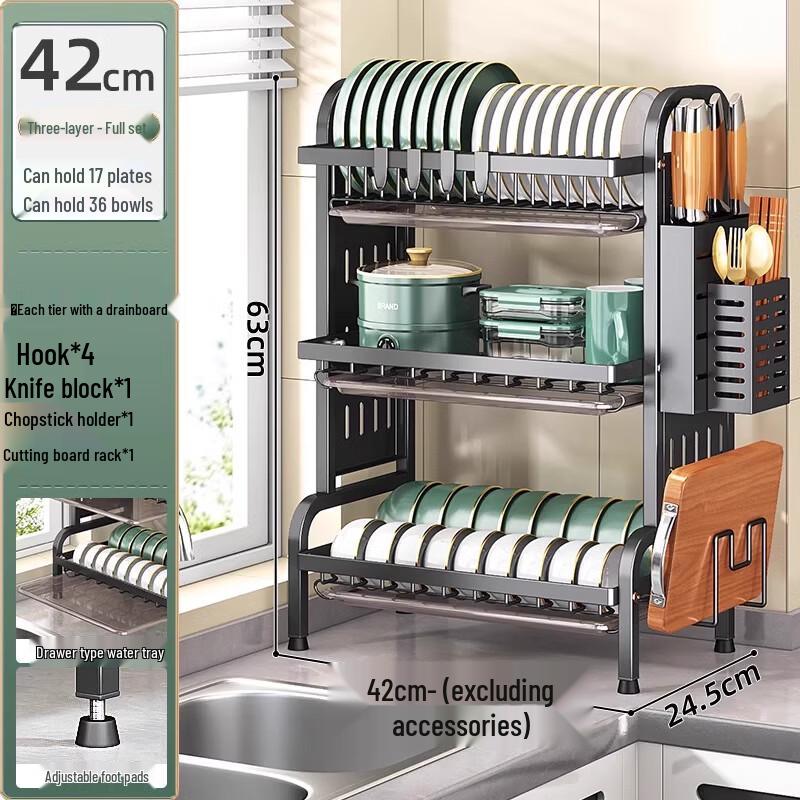 Beifu Kitchen 3-Tier Stainless Steel Dish Drying Rack