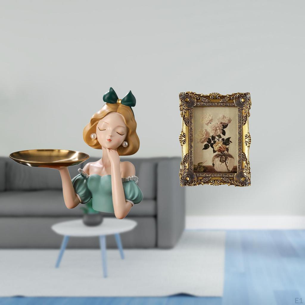 Modern Resin Princess Key Holder Tray And Ornate Vintage Photo Frame Decorative Ornament for Living