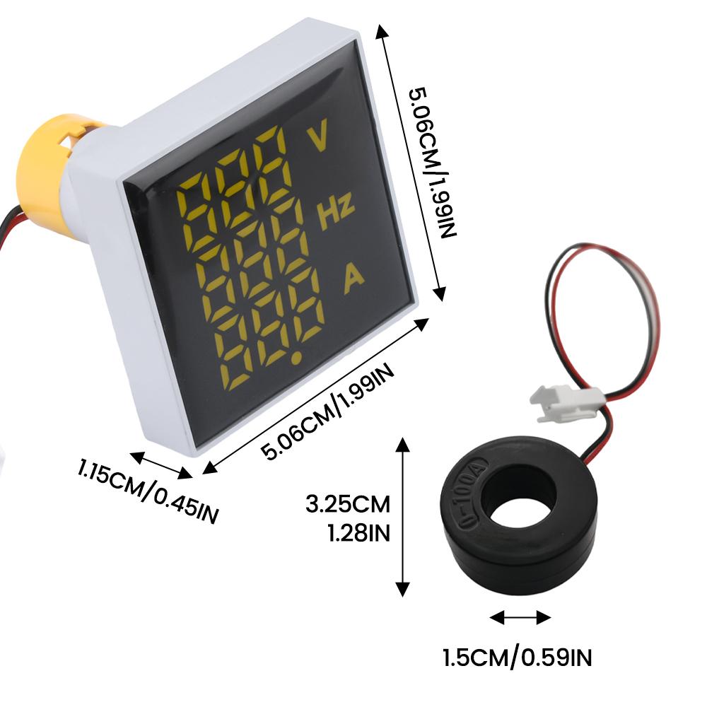 3 In 1 LED Digital Voltage Current And Frequency Meter AC 60-500V 0-100A  for Equipment Failure Construction Signal Indicators