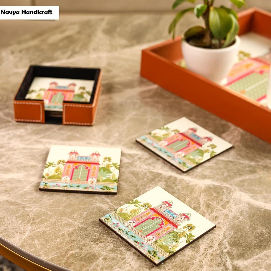 Leather Coasters - Tea Coaster - Dining Table Decor Accessories - Coster Set For Dining Table For Hot Pots