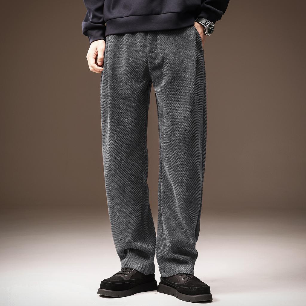 High-end soft waxy chenille twill American heavy casual pants men's autumn straight warm loose wide-leg sweatpants men