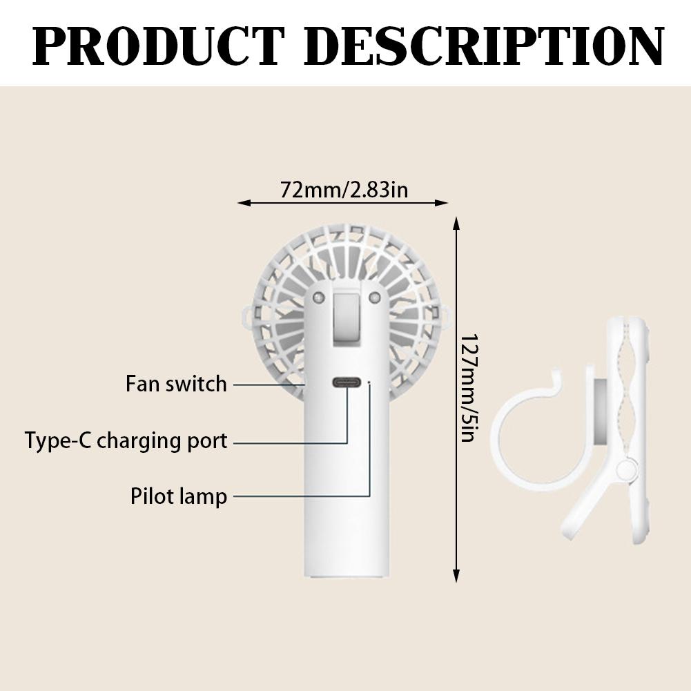 Mini Clip Fan,Portable Fan Hanging Neck USB Rechargeable Fan 3-Speed Small Outdoor Work Camping Waist Fan for Sports Hiking