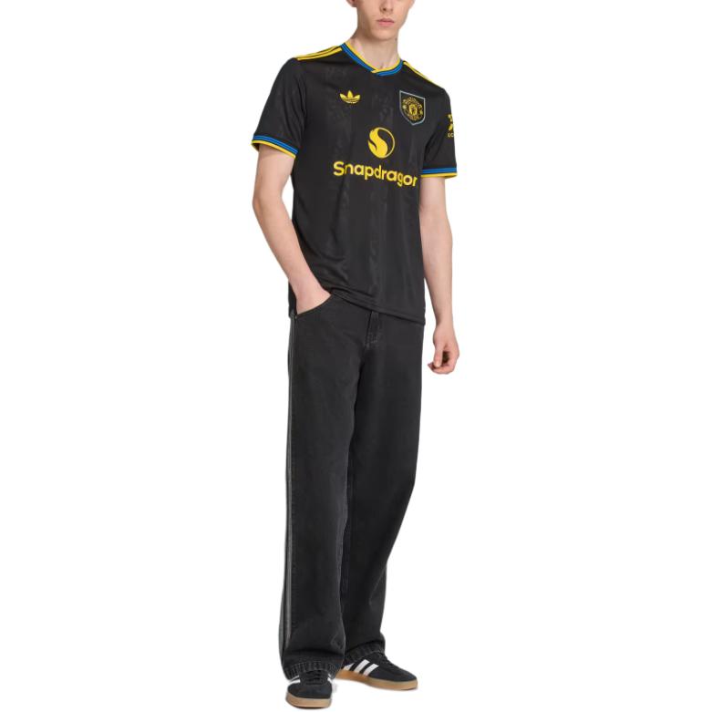 adidas Original Manchester United 25/26 Mode Bekväm Smal Passform Rund Hals Kort Ärm Fotbollströja Herr Toppar KD4225
