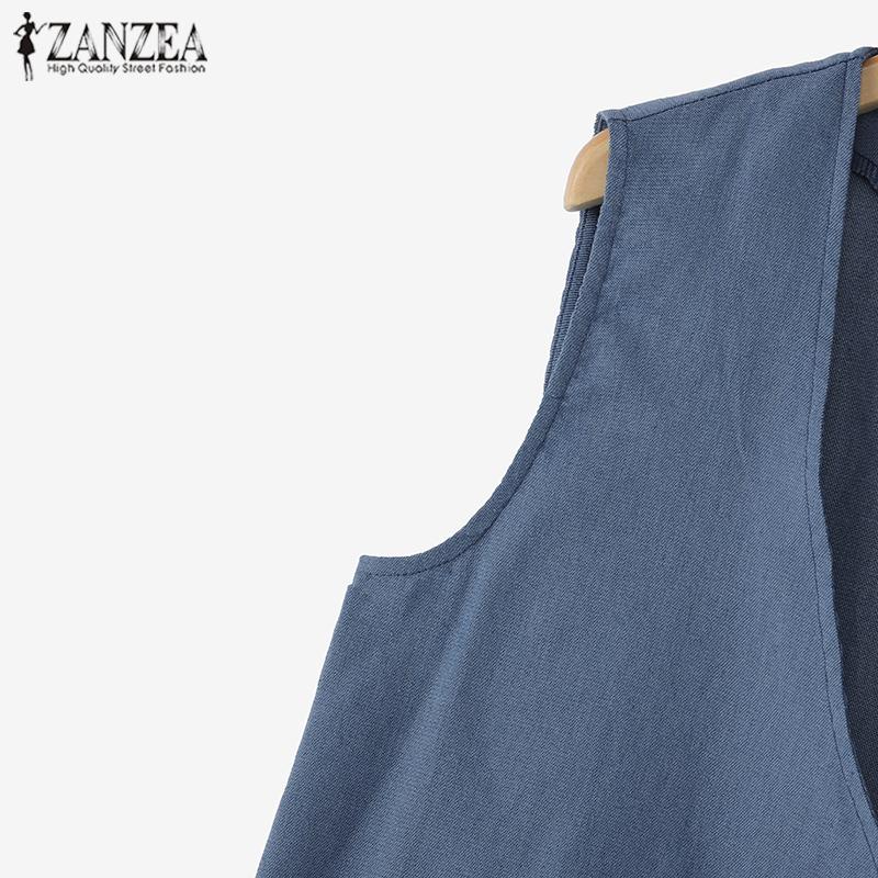 ZANZEA Women Summer Lace Up V-Neck Casual Sleeveless Vest Tops