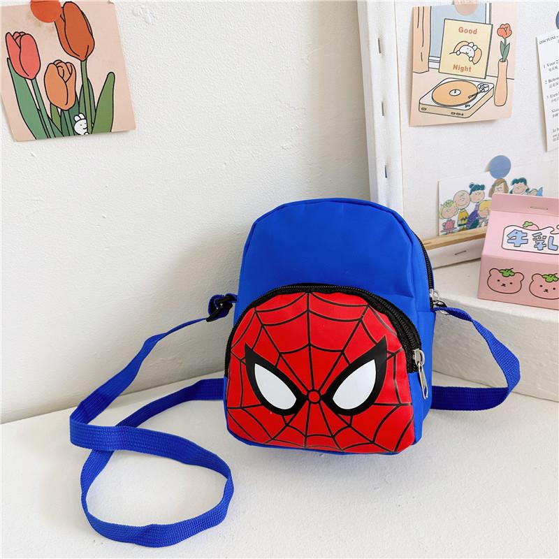 Adorable Canvas Children's Shoulder Bag With Cute Animal Cartoon Spiderman Design