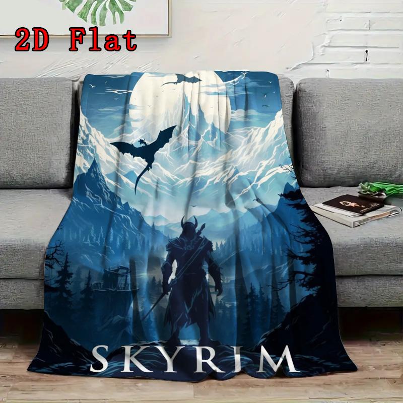 The Elder Scrolls 2D Flat Pattern Flannel Blanket High Quality All Seasons Warmth and Comfort Perfect for Christmas Gifts.P260914482