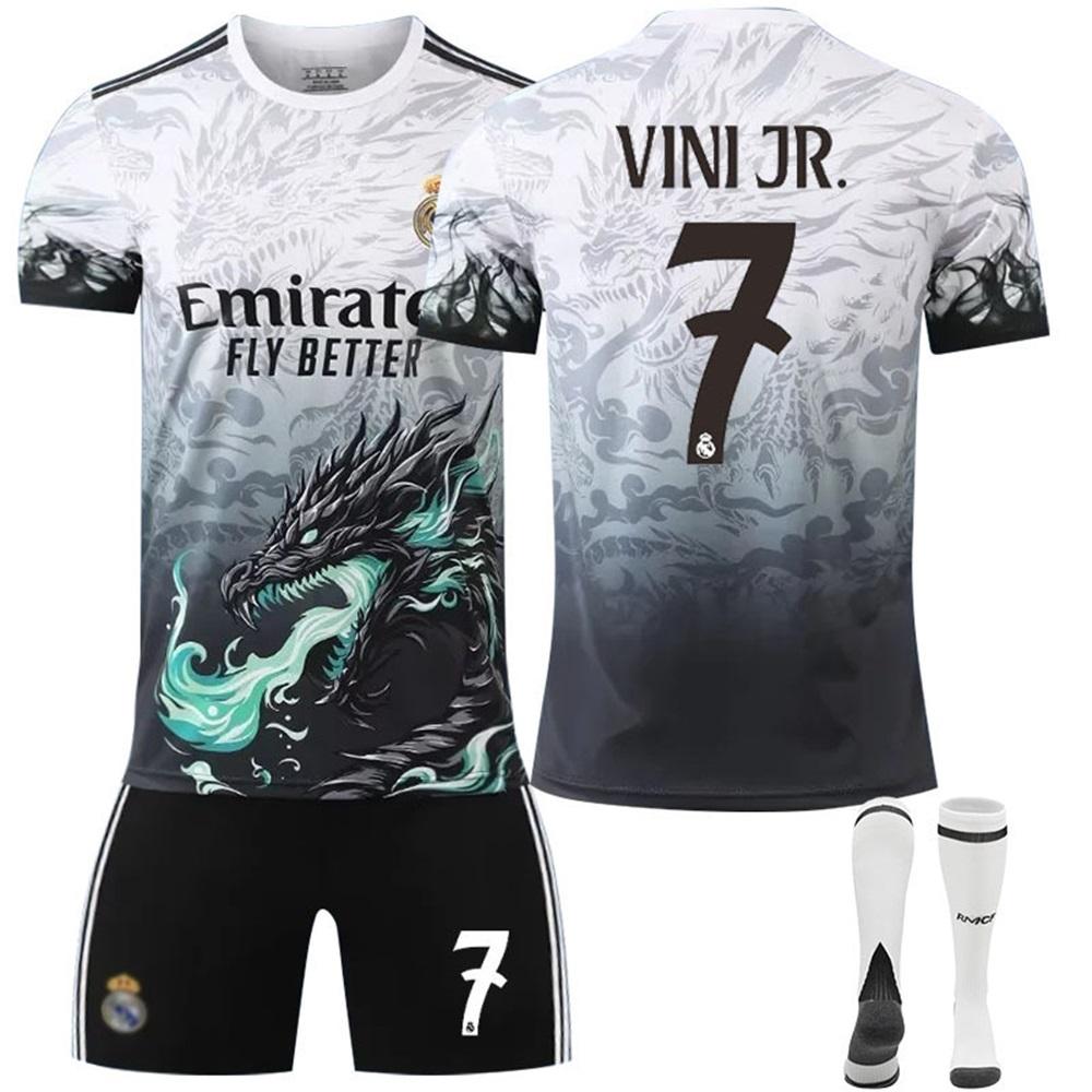 24/25 Real Madrid Dragon-pattern Suit Football Kits Jersey Set with Socks